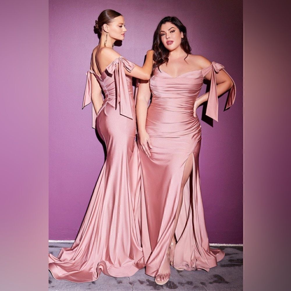 Cinderella Divine CD943 Off Shoulder Formal Prom Long Dress Mauve Size 4